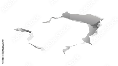 Abstract representation of a torn paper or ripped surface on a white background, implying a break or opening