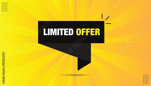 limited offer banner editable template eps format black shapes with white yellow bold font orange yellow gradient abstract background