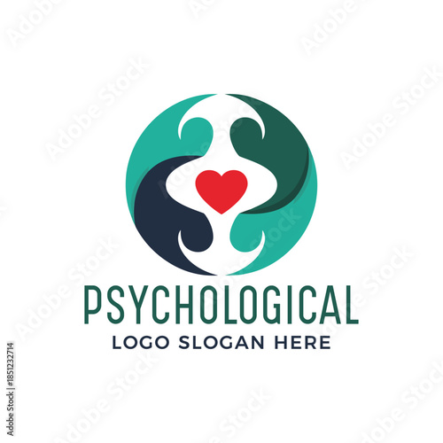 Psychological support logo with heart and hands in circle