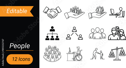 Collection of simple people icons for business and social media