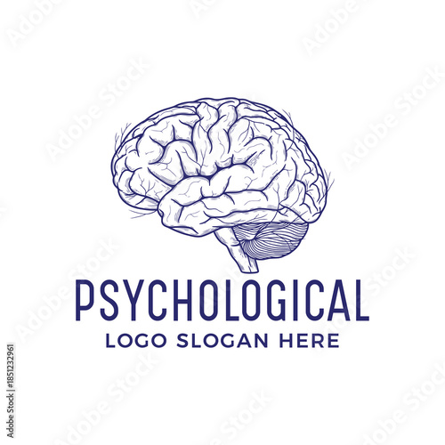 Psychological logo with brain illustration and modern typography