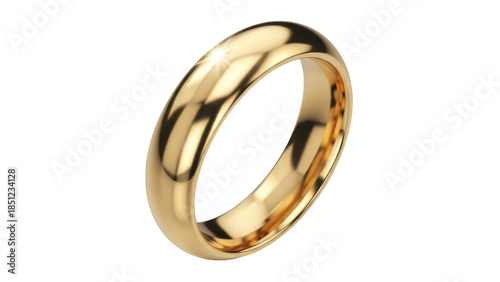 Elegant gold ring isolated PNG on transparent background, classic wedding band for jewelry design and marriage concepts
