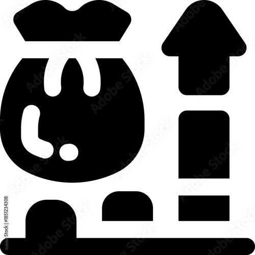 stock market glyph icon. Strong and solid vector icon for websites, mobile interfaces, presentations, and visual branding. High quality and easy to edit.