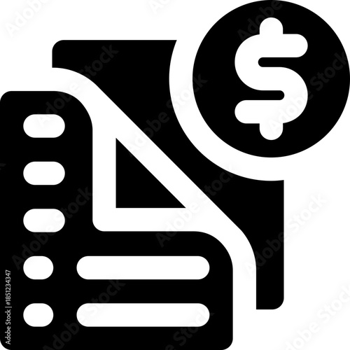 document glyph icon. Strong and solid vector icon for websites, mobile interfaces, presentations, and visual branding. High quality and easy to edit.