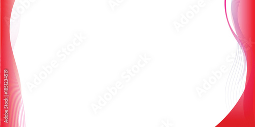 Abstract white background with red wavy borders and elegant thin lines