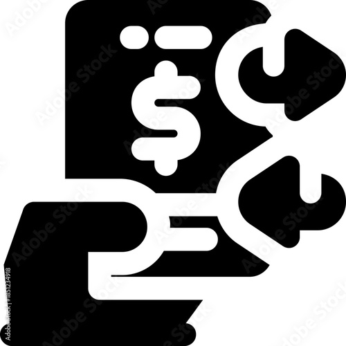 money transfer glyph icon. Strong and solid vector icon for websites, mobile interfaces, presentations, and visual branding. High quality and easy to edit.