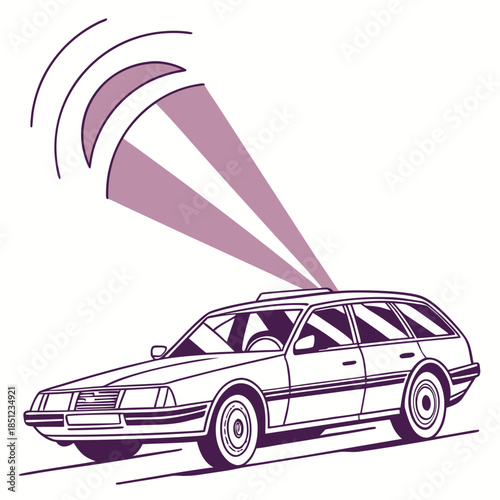 Purple station wagon with energy wave lighting on surface