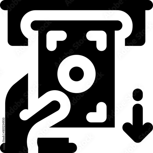 withdrawal glyph icon. Strong and solid vector icon for websites, mobile interfaces, presentations, and visual branding. High quality and easy to edit.