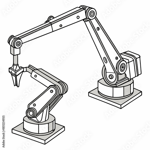 Robotic arms in deployment pose on white background