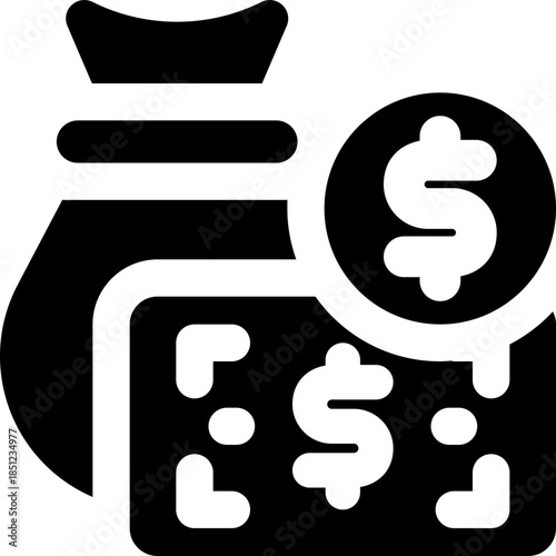 money glyph icon. Strong and solid vector icon for websites, mobile interfaces, presentations, and visual branding. High quality and easy to edit.