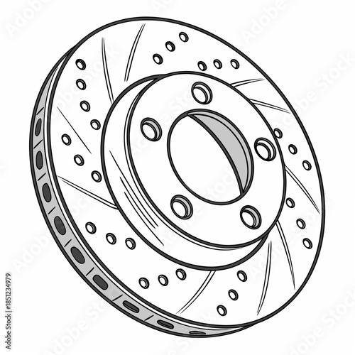 Metal brake disc with vented holes and light reflection