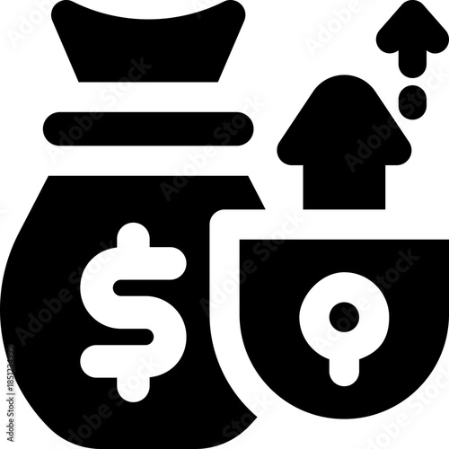 deposit glyph icon. Strong and solid vector icon for websites, mobile interfaces, presentations, and visual branding. High quality and easy to edit.