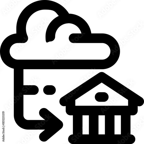 cloud banking line icon. Clean and minimalist vector icon for websites, mobile apps, presentations, and logos. Fully scalable and customizable for any project.