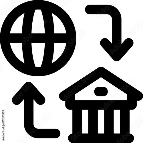 global banking line icon. Clean and minimalist vector icon for websites, mobile apps, presentations, and logos. Fully scalable and customizable for any project.