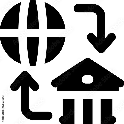 global banking glyph icon. Strong and solid vector icon for websites, mobile interfaces, presentations, and visual branding. High quality and easy to edit.