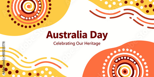 Australia Day celebration card in Aboriginal style vector design