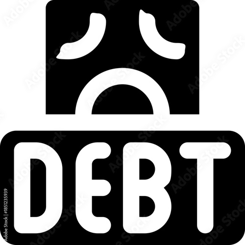 debt glyph icon. Strong and solid vector icon for websites, mobile interfaces, presentations, and visual branding. High quality and easy to edit.