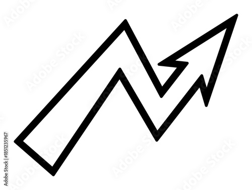 Dynamic arrow symbolizing progress and upward trends in business and finance, ideal for presentations and reports.