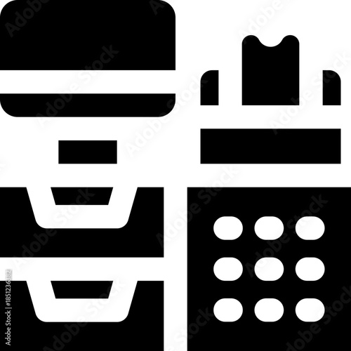 cash register glyph icon. Strong and solid vector icon for websites, mobile interfaces, presentations, and visual branding. High quality and easy to edit.