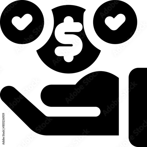 benefit glyph icon. Strong and solid vector icon for websites, mobile interfaces, presentations, and visual branding. High quality and easy to edit.