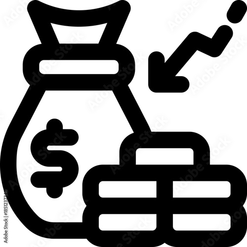 economic line icon. Clean and minimalist vector icon for websites, mobile apps, presentations, and logos. Fully scalable and customizable for any project.