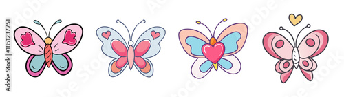 Colorful butterfly illustration set