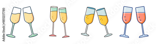 Cheers to celebration with champagne and wine glasses