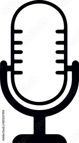 Retro microphone icon vintage audio recording symbol simple vector illustration for music and podcast design isolated on white background