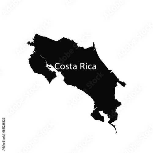 Costa Rica map silhouette isolated on gray checkered background vector illustration
