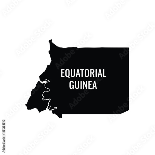 Equatorial Guinea map silhouette isolated on gray checkered background vector illustration