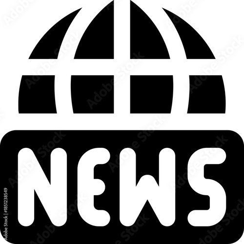 global news glyph icon. Strong and solid vector icon for websites, mobile interfaces, presentations, and visual branding. High quality and easy to edit.