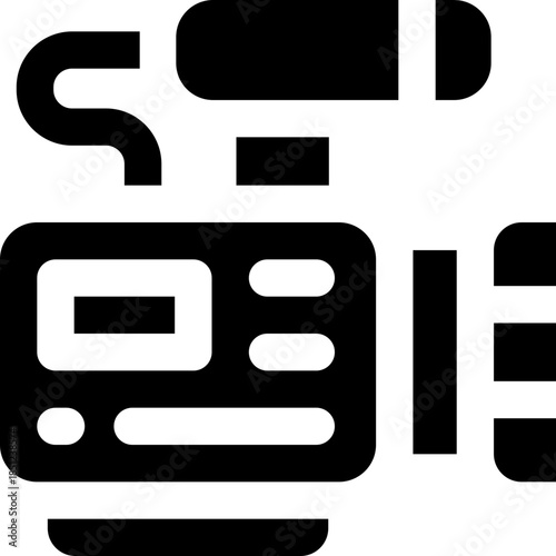 video camera glyph icon. Strong and solid vector icon for websites, mobile interfaces, presentations, and visual branding. High quality and easy to edit.