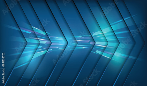 Abstract blue light reflections on a grid surface