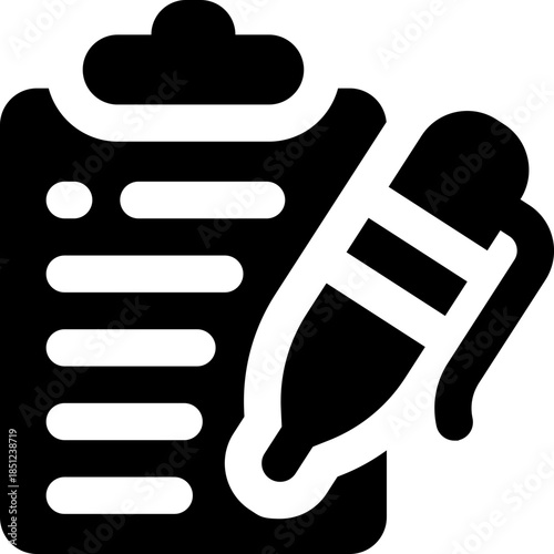 clipboard glyph icon. Strong and solid vector icon for websites, mobile interfaces, presentations, and visual branding. High quality and easy to edit.