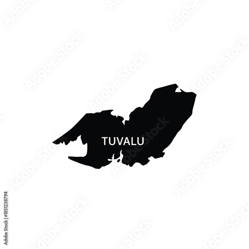 Map of tuvalu in black color with country name labeled