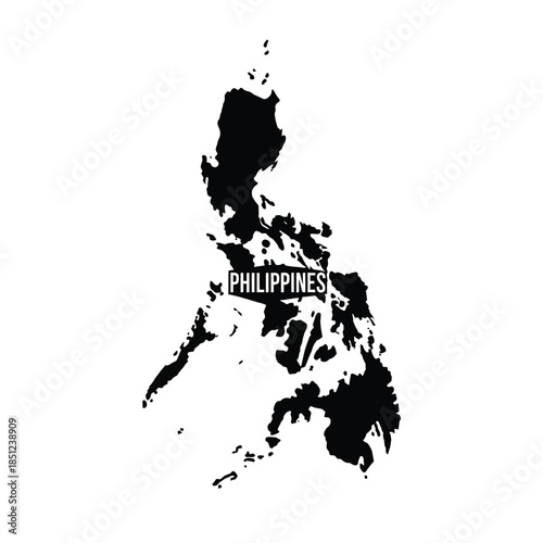 Map of philippines in black color with country name labeled