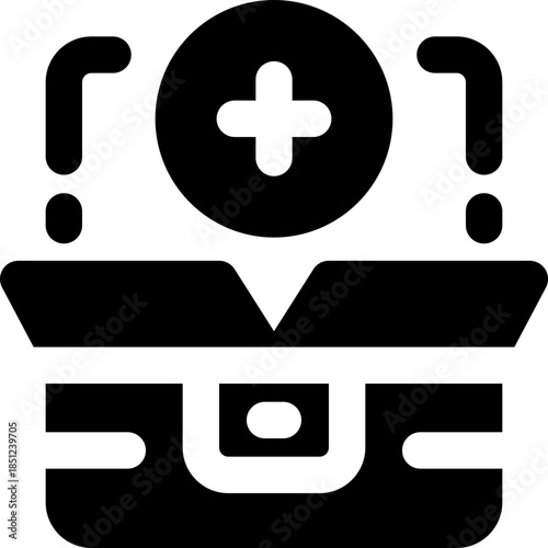 add product glyph icon. Strong and solid vector icon for websites, mobile interfaces, presentations, and visual branding. High quality and easy to edit.