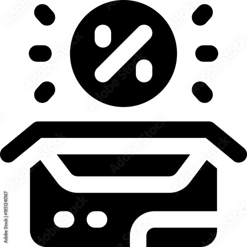 discount glyph icon. Strong and solid vector icon for websites, mobile interfaces, presentations, and visual branding. High quality and easy to edit.