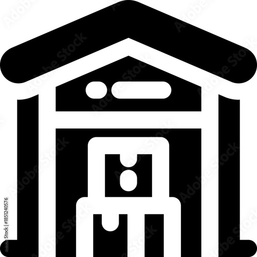warehouse glyph icon. Strong and solid vector icon for websites, mobile interfaces, presentations, and visual branding. High quality and easy to edit.