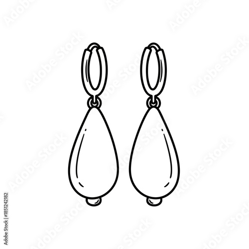 Elegant teardrop earrings line art style, jewelry illustration for fashion accessories