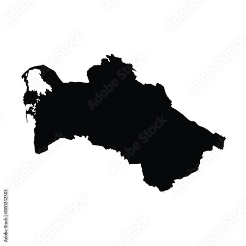 Turkmenistan country map silhouette with capital Ashgabat outline on grid