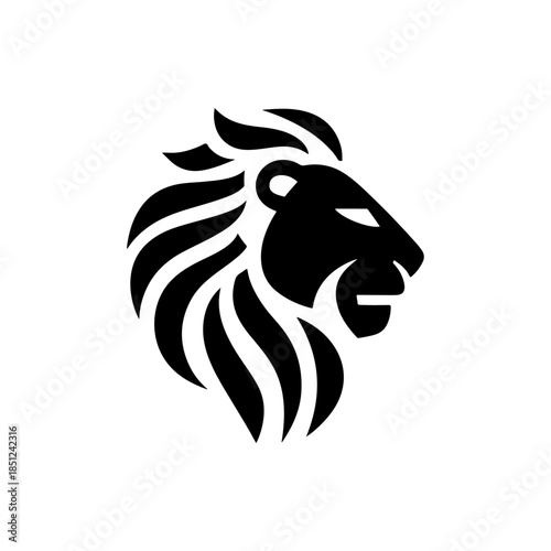 Lion Head Silhouette Vector Design. Logo template.