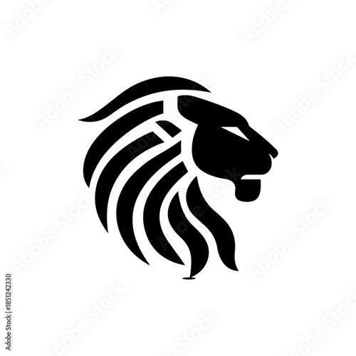 Lion Head Silhouette Vector Design. Logo template.