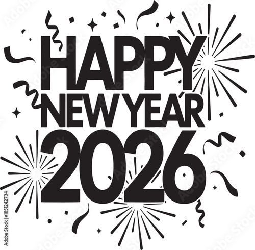 Happy new year 2026 vector design