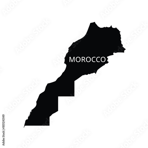 Morocco outline map with country name text on grey background