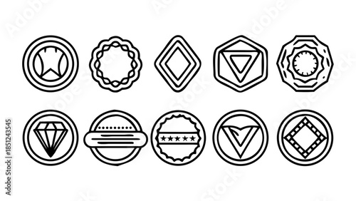 Collection of simple circle badge and emblem designs in a clean line art style