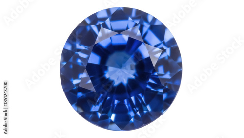 Canvastavla Round faceted blue sapphire isolated PNG, precious gemstone with brilliant cut f