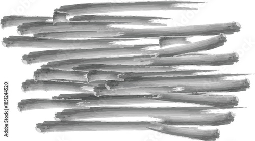 Grey bristled brush isolated on transparent background resembling a collection of slender tubes or wires crossed over each other horizontally