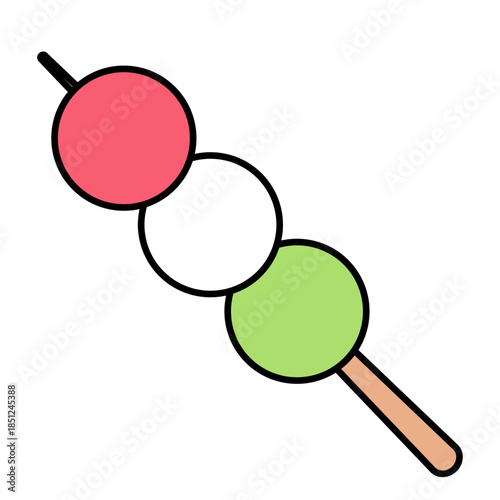 Flat Style Delicious Dango Japanese Mochi Rice Cake Dessert Illustration