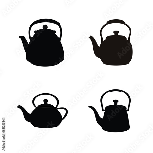 Collection of classic teapot and kettle silhouettes in various traditional designs